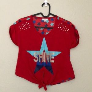 Piper Red, White & Blue stars girls T-shirt Size M(7-8)